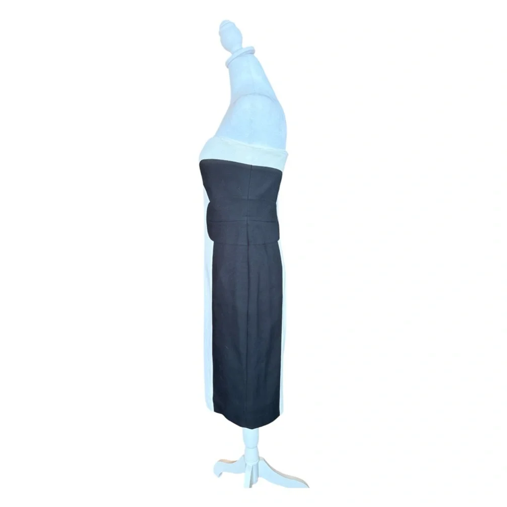 Escada Black and White Strapless Colorblock Sheath Dress